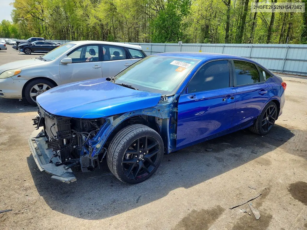Auction sale of the 2022 Honda Civic , vin: 2HGFE2F52NH547382, lot number: 51077196