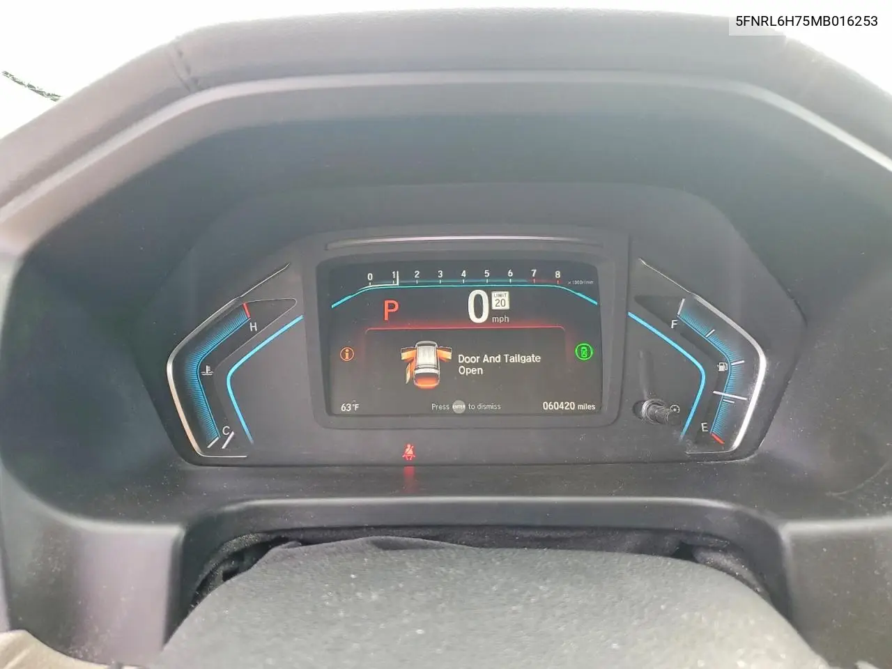Auction sale of the 2021 Honda Odyssey , vin: 5FNRL6H75MB016253, lot number: 46905166
