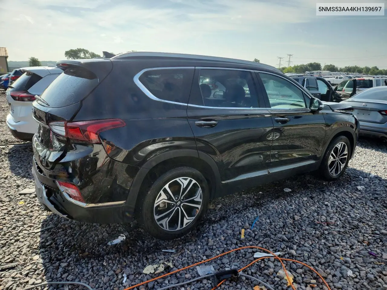 Auction sale of the 2019 Hyundai Santa Fe , vin: 5NMS53AA4KH139697, lot number: 58829166