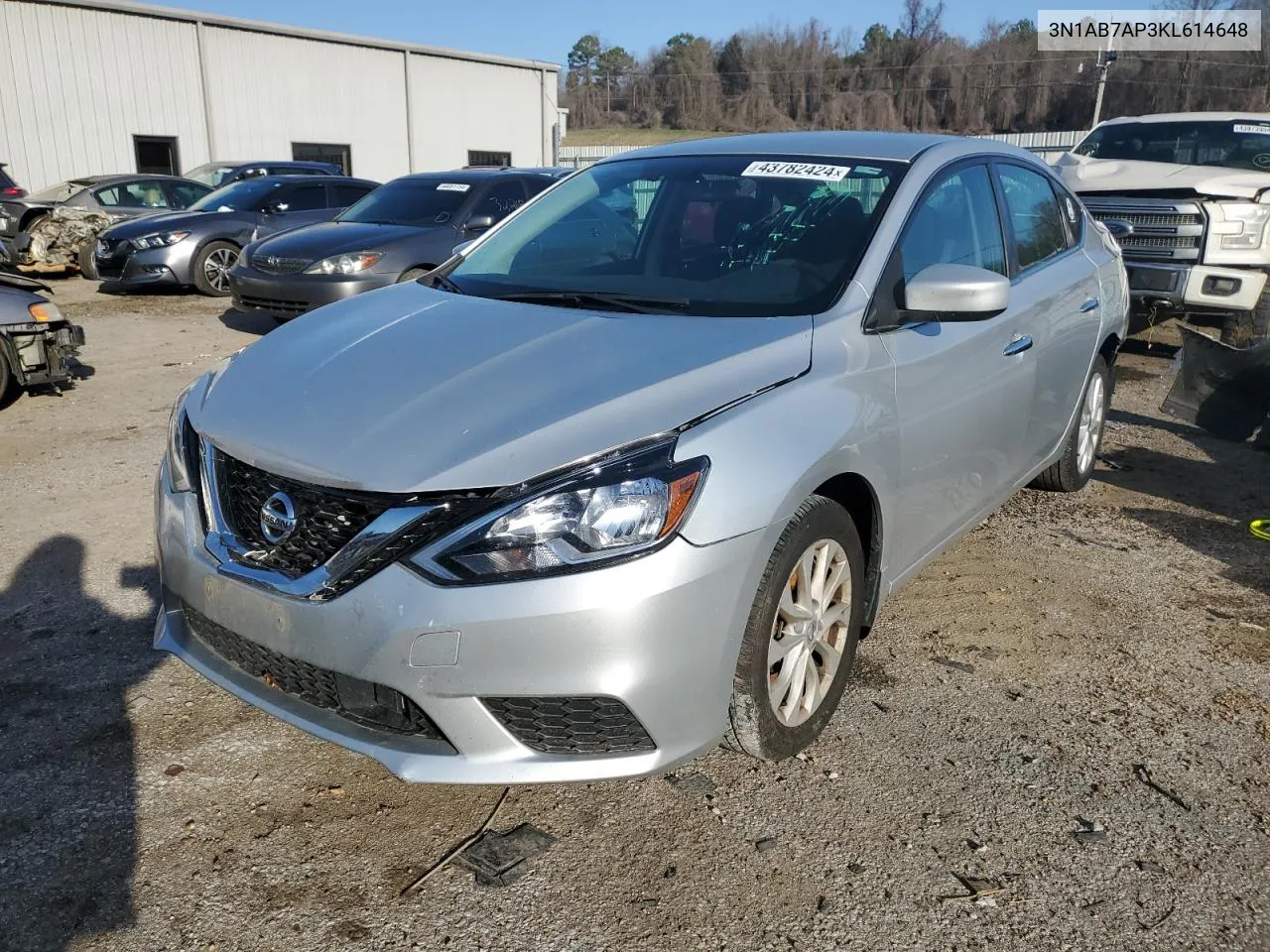 Auction sale of the 2019 Nissan Sentra , vin: 3N1AB7AP3KL614648, lot number: 43782424