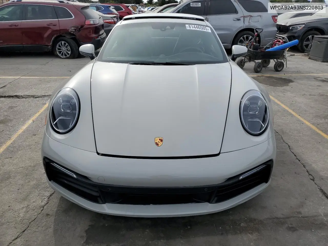 Auction sale of the 2022 Porsche 911 , vin: WP0AB2A93NS220803, lot number: 81446505