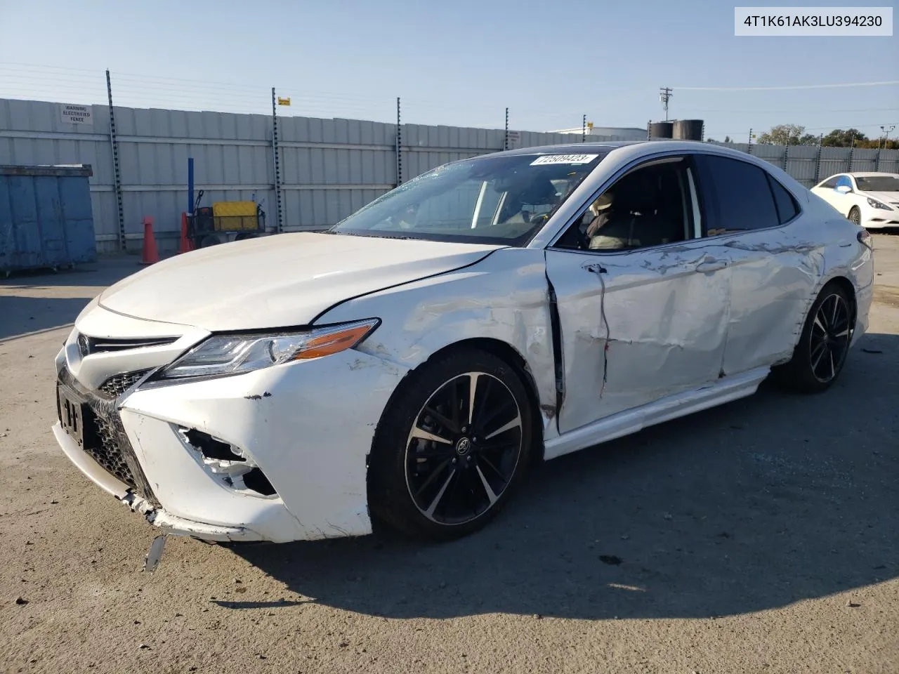 Auction sale of the 2020 Toyota Camry , vin: 4T1K61AK3LU394230, lot number: 72509423