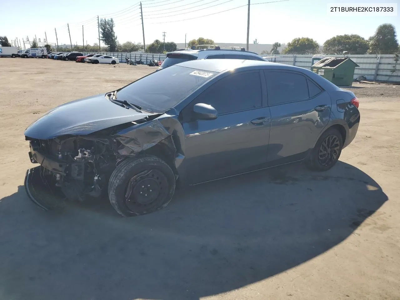 Auction sale of the 2019 Toyota Corolla , vin: 2T1BURHE2KC187333, lot number: 42942075