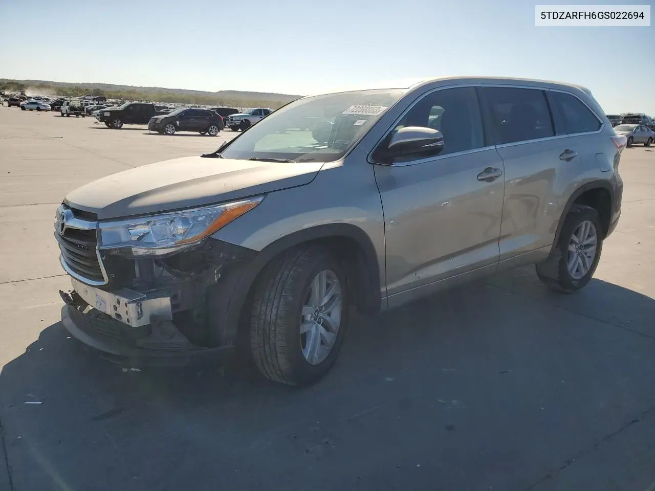 Auction sale of the 2016 Toyota Highlander , vin: 5TDZARFH6GS022694, lot number: 72268863
