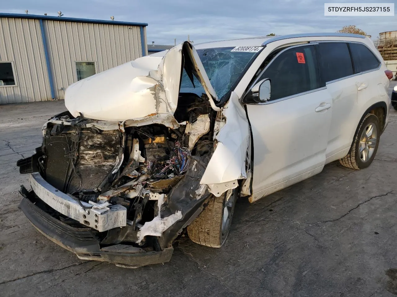 Auction sale of the 2018 Toyota Highlander , vin: 5TDYZRFH5JS237155, lot number: 82038174