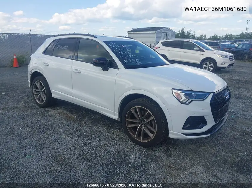 Auction sale of the 2021 Audi Q3 , vin: WA1AECF36M1061680, lot number: 12666675