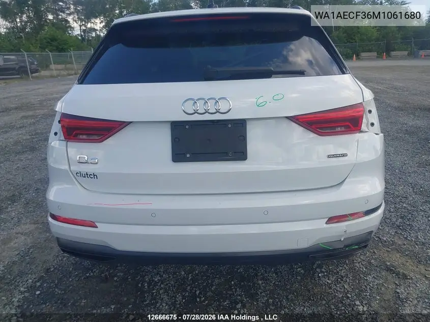 Auction sale of the 2021 Audi Q3 , vin: WA1AECF36M1061680, lot number: 12666675