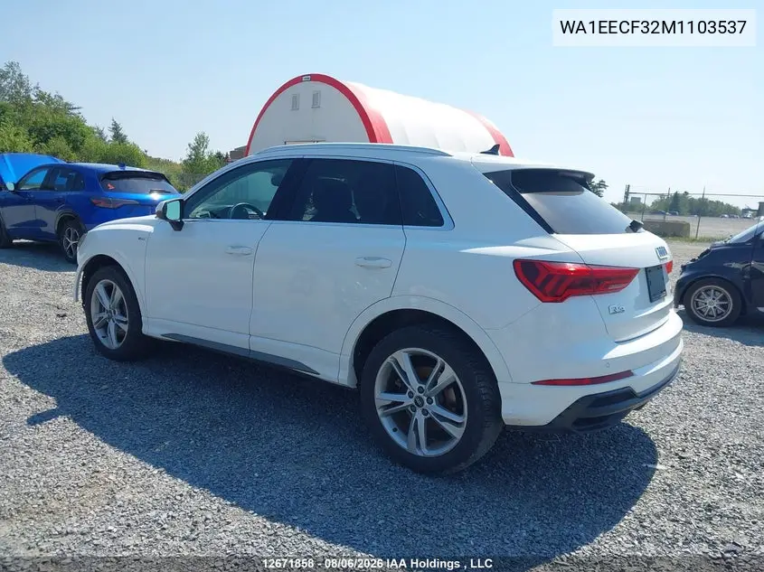 Auction sale of the 2021 Audi Q3 , vin: WA1EECF32M1103537, lot number: 12671858