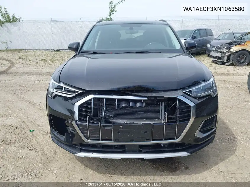 Auction sale of the 2022 Audi Q3 , vin: WA1AECF3XN1063580, lot number: 12633751
