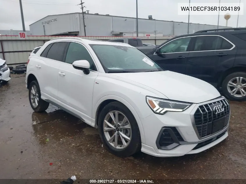 Auction sale of the 2024 Audi Q3 , vin: WA1DECF36R1034189, lot number: 39027127
