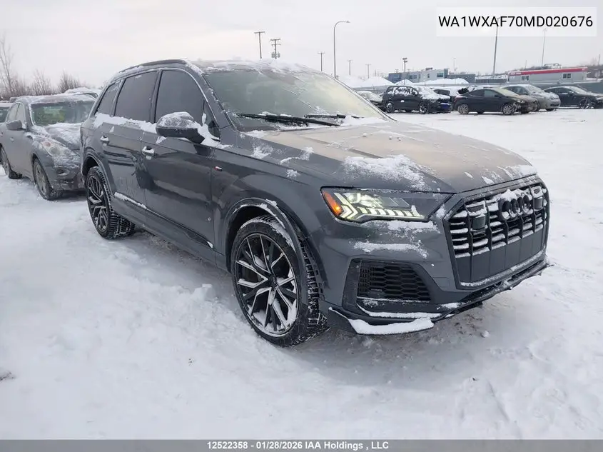 Auction sale of the 2021 Audi Q7 , vin: WA1WXAF70MD020676, lot number: 12522358