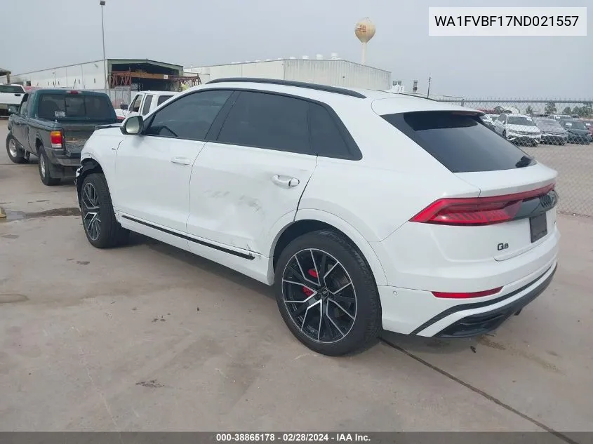 Auction sale of the 2022 Audi Q8 , vin: WA1FVBF17ND021557, lot number: 38865178