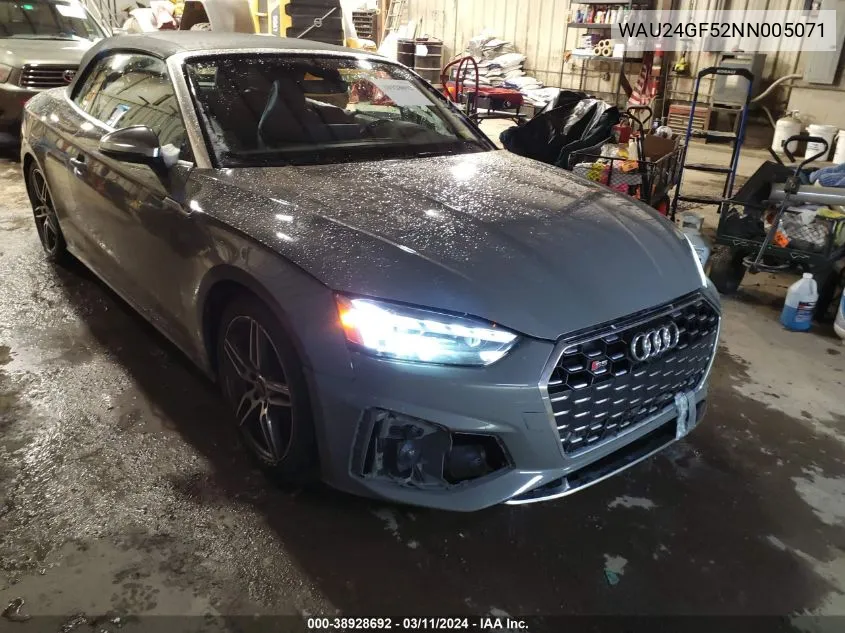 Auction sale of the 2022 Audi S5 , vin: WAU24GF52NN005071, lot number: 38928692