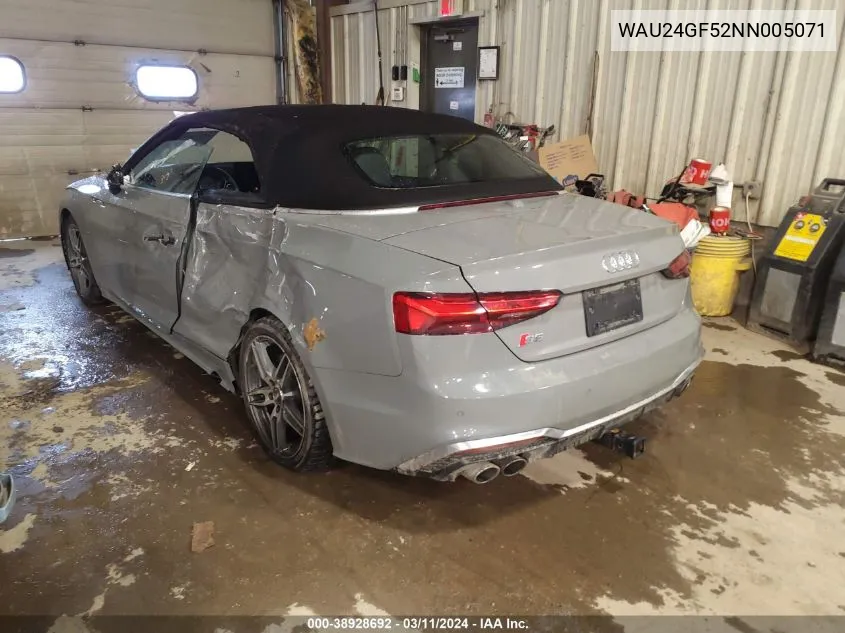 Auction sale of the 2022 Audi S5 , vin: WAU24GF52NN005071, lot number: 38928692
