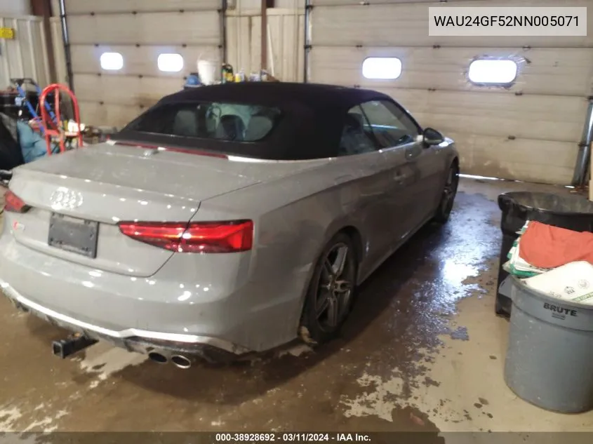 Auction sale of the 2022 Audi S5 , vin: WAU24GF52NN005071, lot number: 38928692