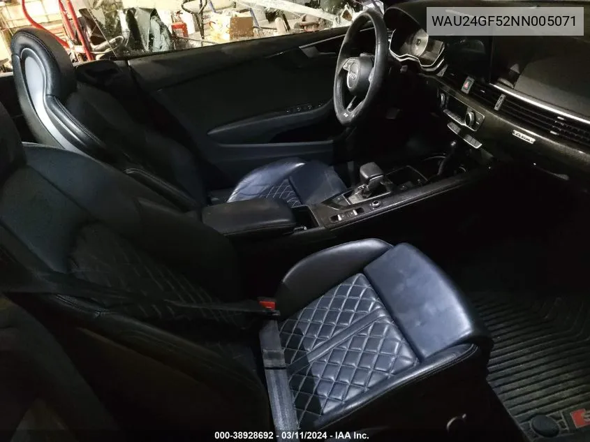 Auction sale of the 2022 Audi S5 , vin: WAU24GF52NN005071, lot number: 38928692