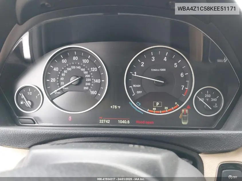 Auction sale of the 2019 BMW 4er , vin: WBA4Z1C58KEE51171, lot number: 41934317