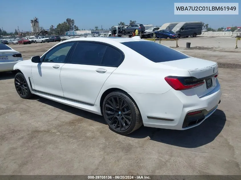 Auction sale of the 2020 BMW 7er , vin: WBA7U2C01LBM61949, lot number: 39705136