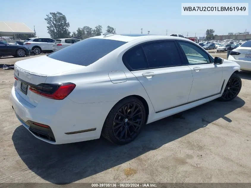 Auction sale of the 2020 BMW 7er , vin: WBA7U2C01LBM61949, lot number: 39705136