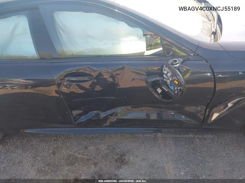 Auction sale of the 2022 BMW 8er , vin: WBAGV4C0XNCJ55189, lot number: 44950365