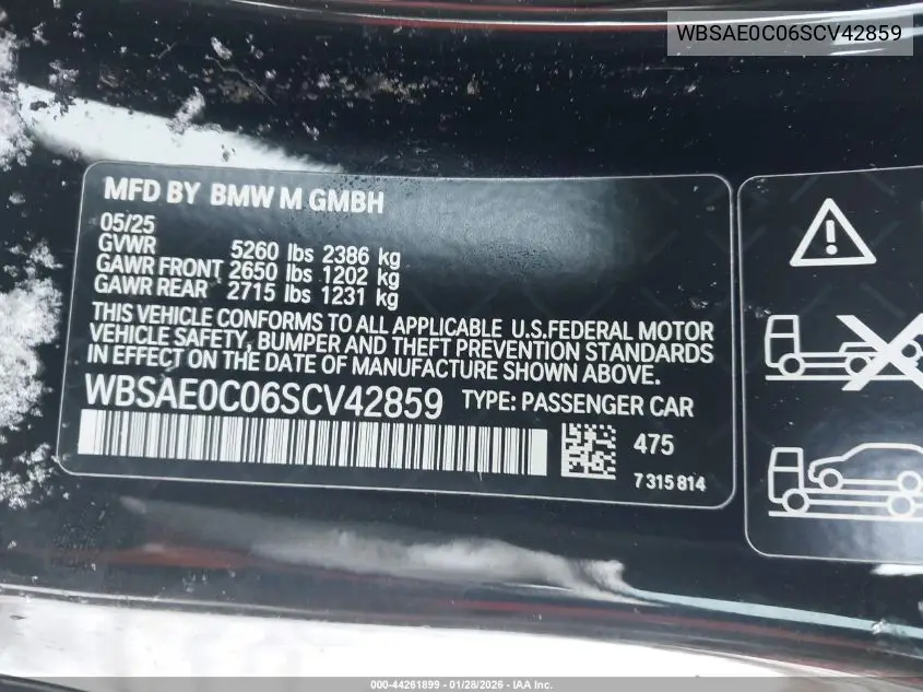 Auction sale of the 2025 BMW M8 , vin: WBSAE0C06SCV42859, lot number: 44261899