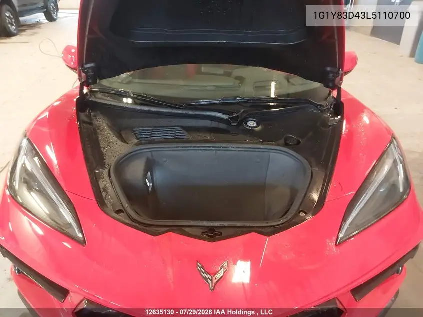 Auction sale of the 2020 Chevrolet Corvette , vin: 1G1Y83D43L5110700, lot number: 12635130