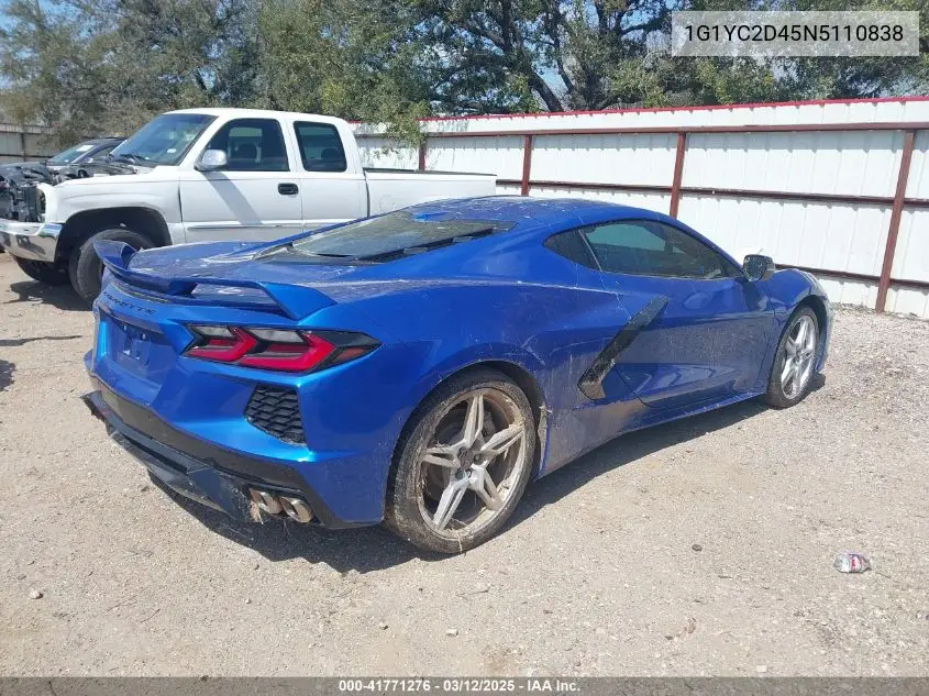 Auction sale of the 2022 Chevrolet Corvette , vin: 1G1YC2D45N5110838, lot number: 41771276