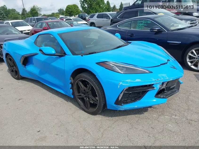 Auction sale of the 2022 Chevrolet Corvette , vin: 1G1YC3D4XN5113613, lot number: 45472759