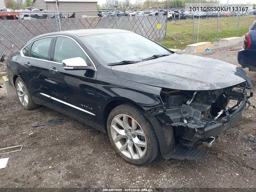 Auction sale of the 2019 Chevrolet Impala , vin: 1G1105S30KU113167, lot number: 44979209