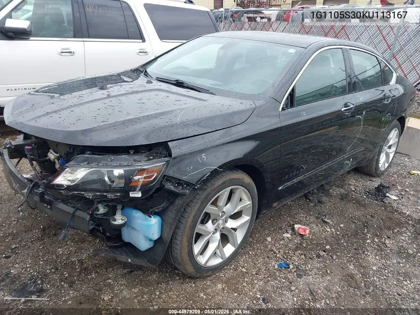 Auction sale of the 2019 Chevrolet Impala , vin: 1G1105S30KU113167, lot number: 44979209