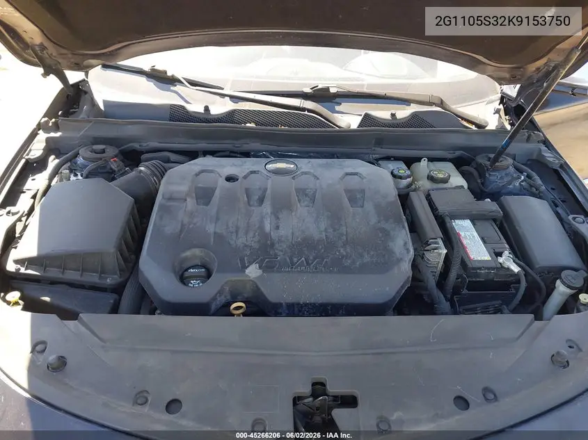 Auction sale of the 2019 Chevrolet Impala , vin: 2G1105S32K9153750, lot number: 45266206