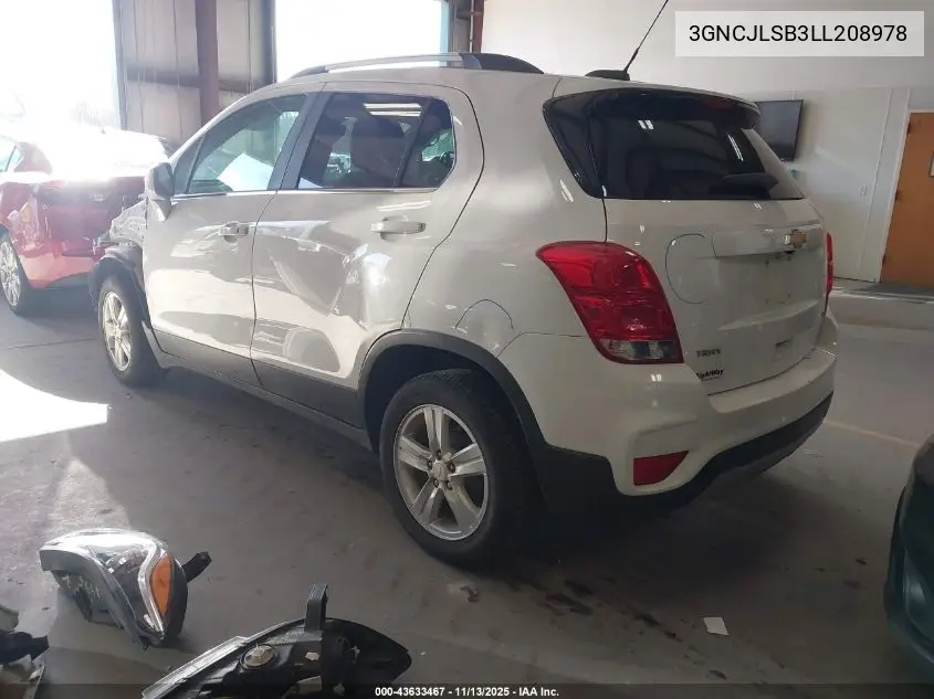 Auction sale of the 2020 Chevrolet Trax , vin: 3GNCJLSB3LL208978, lot number: 43633467