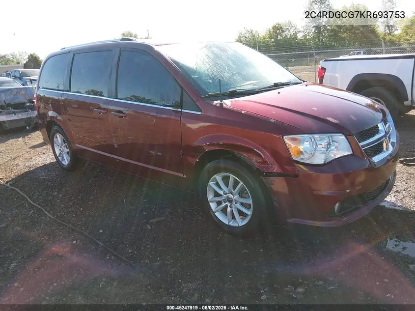 Auction sale of the 2019 Dodge Caravan , vin: 2C4RDGCG7KR693753, lot number: 45247919
