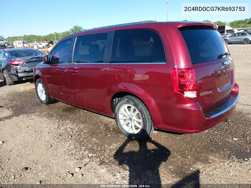 Auction sale of the 2019 Dodge Caravan , vin: 2C4RDGCG7KR693753, lot number: 45247919