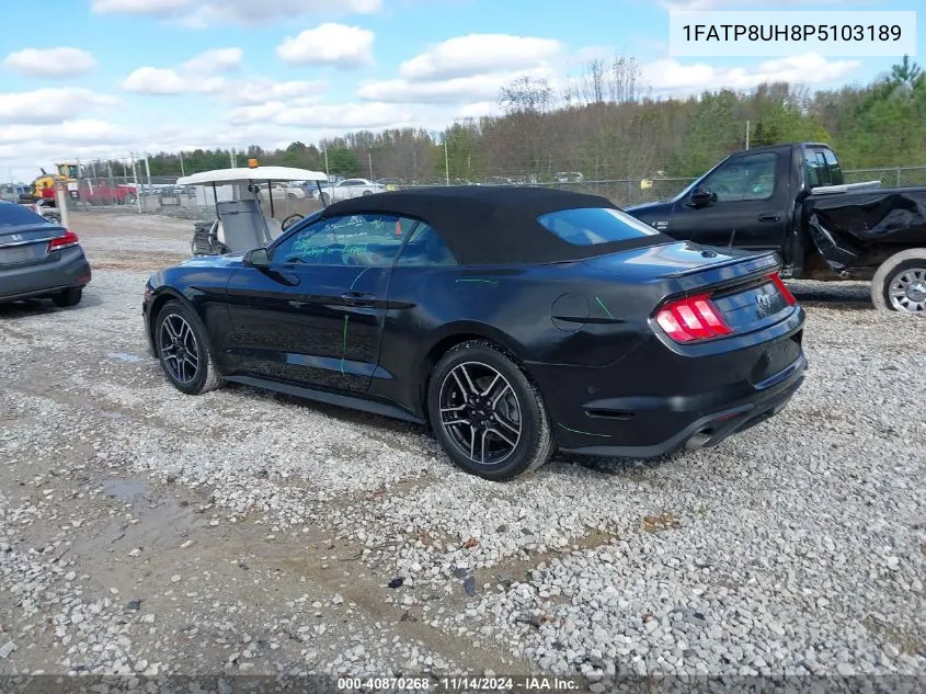 Auction sale of the 2023 Ford Mustang , vin: 1FATP8UH8P5103189, lot number: 40870268