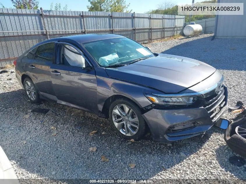 Auction sale of the 2019 Honda Accord , vin: 1HGCV1F13KA008239, lot number: 40221025