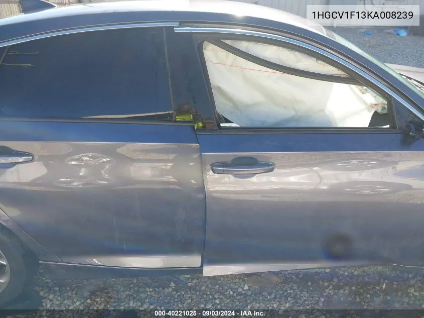 Auction sale of the 2019 Honda Accord , vin: 1HGCV1F13KA008239, lot number: 40221025