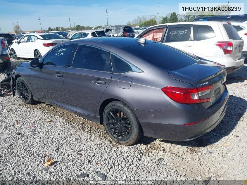Auction sale of the 2019 Honda Accord , vin: 1HGCV1F13KA008239, lot number: 40221025