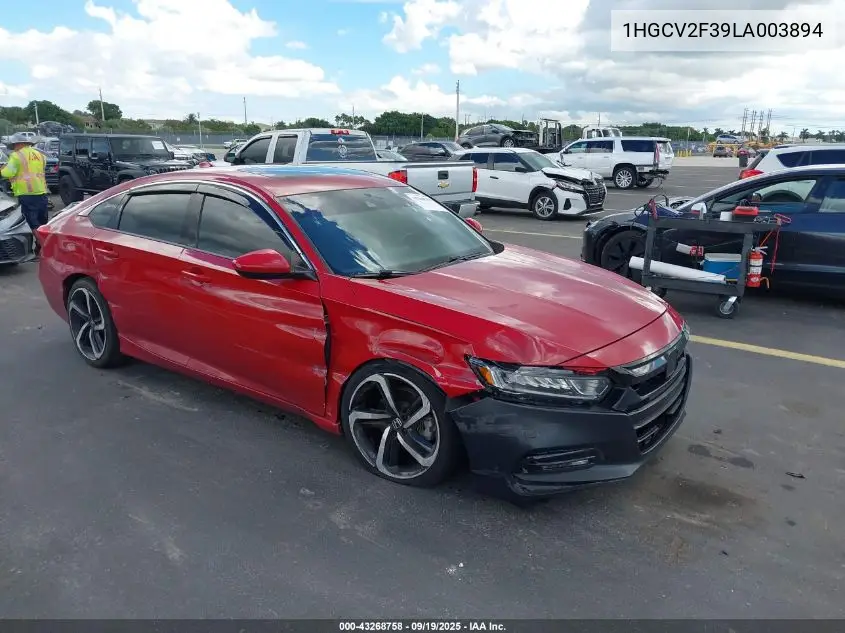 Auction sale of the 2020 Honda Accord , vin: 1HGCV2F39LA003894, lot number: 43268758