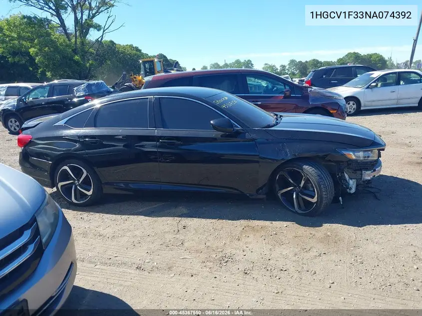 Auction sale of the 2022 Honda Accord , vin: 1HGCV1F33NA074392, lot number: 45367550