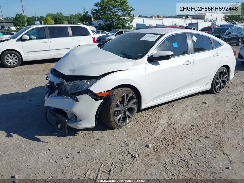Auction sale of the 2019 Honda Civic , vin: 2HGFC2F86KH592448, lot number: 45262480