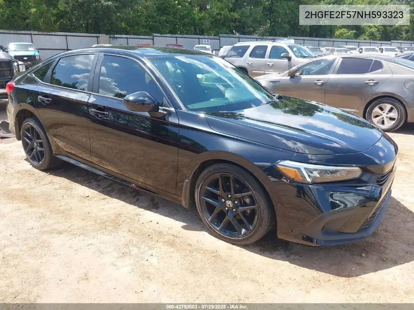 Auction sale of the 2022 Honda Civic , vin: 2HGFE2F57NH593323, lot number: 42792003