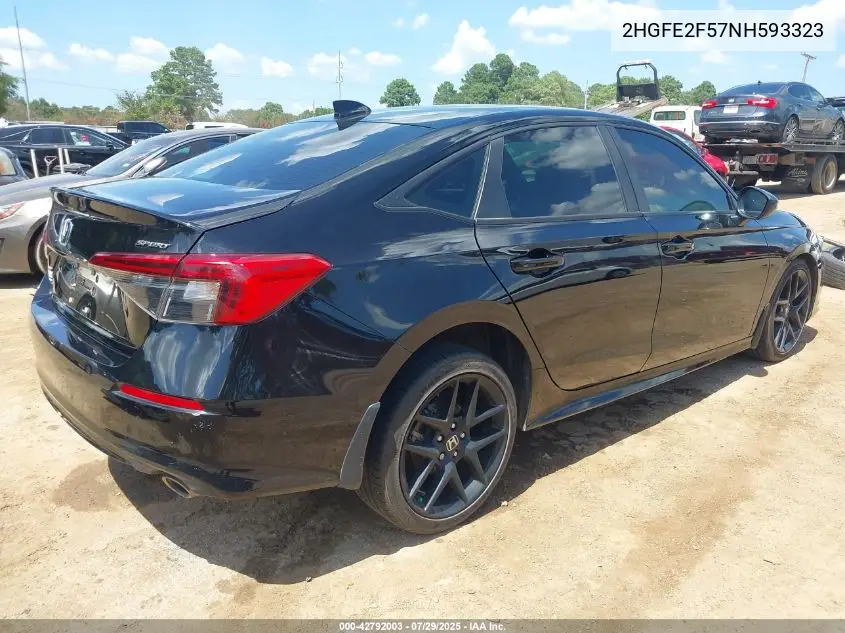 Auction sale of the 2022 Honda Civic , vin: 2HGFE2F57NH593323, lot number: 42792003