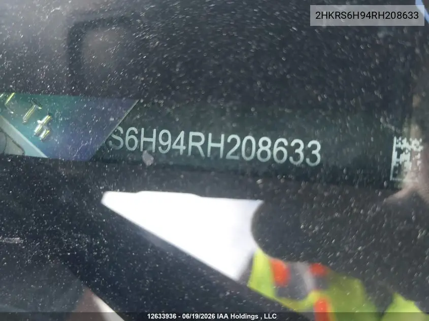 Auction sale of the 2024 Honda CR V , vin: 2HKRS6H94RH208633, lot number: 12633936