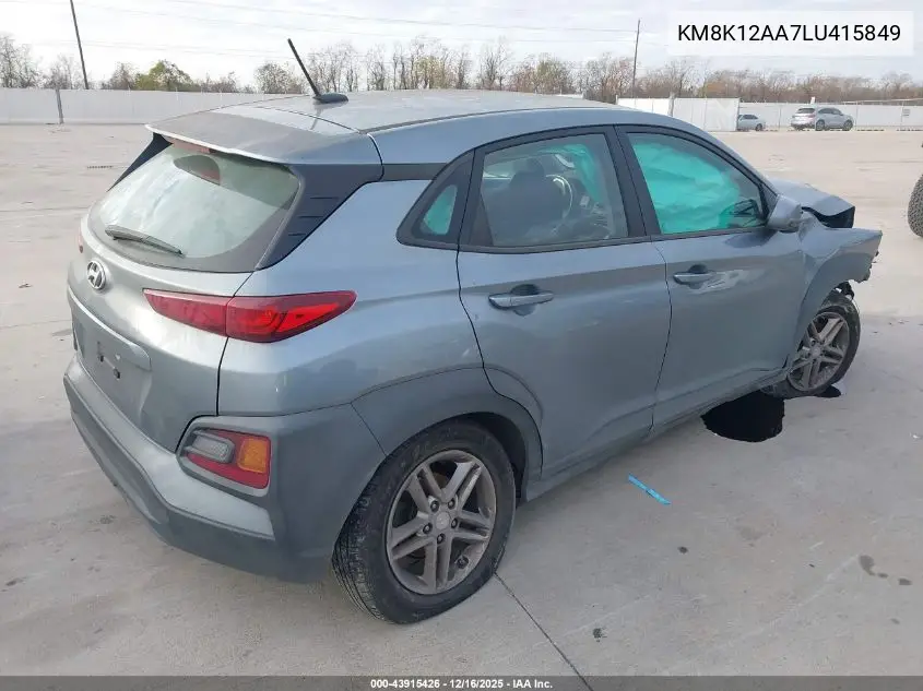 Auction sale of the 2020 Hyundai Kona , vin: KM8K12AA7LU415849, lot number: 43915426