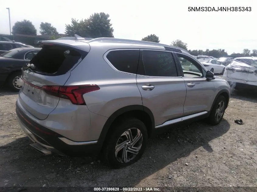 Auction sale of the 2022 Hyundai Santa Fe , vin: 5NMS3DAJ4NH385343, lot number: 37398628