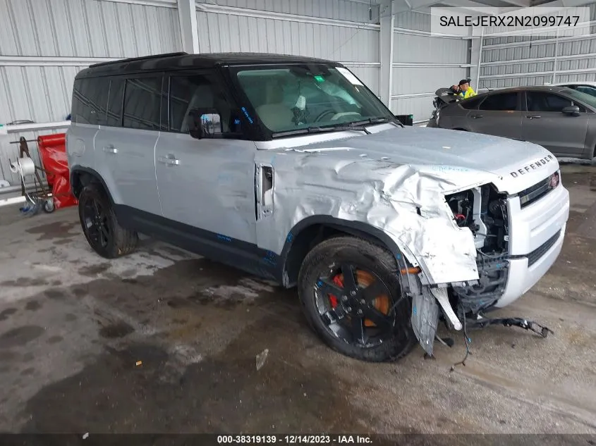 Auction sale of the 2022 Land Rover Defender , vin: SALEJERX2N2099747, lot number: 38319139
