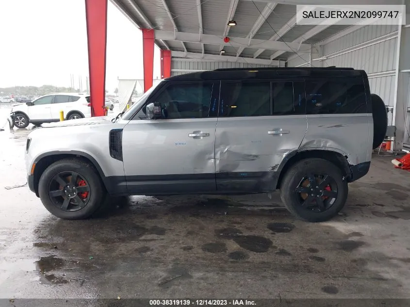 Auction sale of the 2022 Land Rover Defender , vin: SALEJERX2N2099747, lot number: 38319139