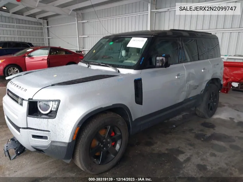 Auction sale of the 2022 Land Rover Defender , vin: SALEJERX2N2099747, lot number: 38319139