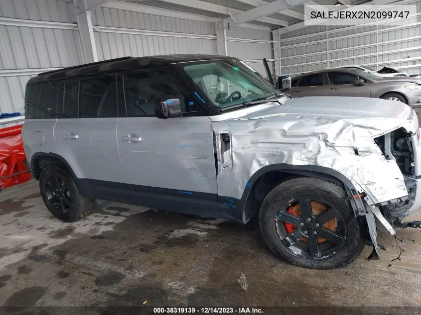 Auction sale of the 2022 Land Rover Defender , vin: SALEJERX2N2099747, lot number: 38319139